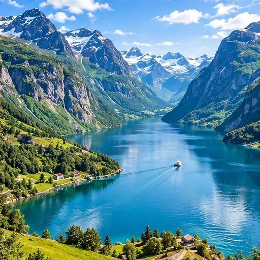 Norweski fiord otoczony górami